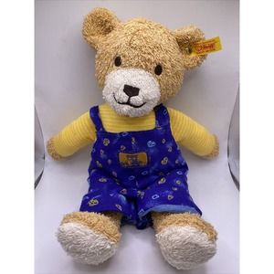 Steiff Baby Teddy Bear Plush Friendship Bear Blue Yellow Lovey Doll Germany RARE